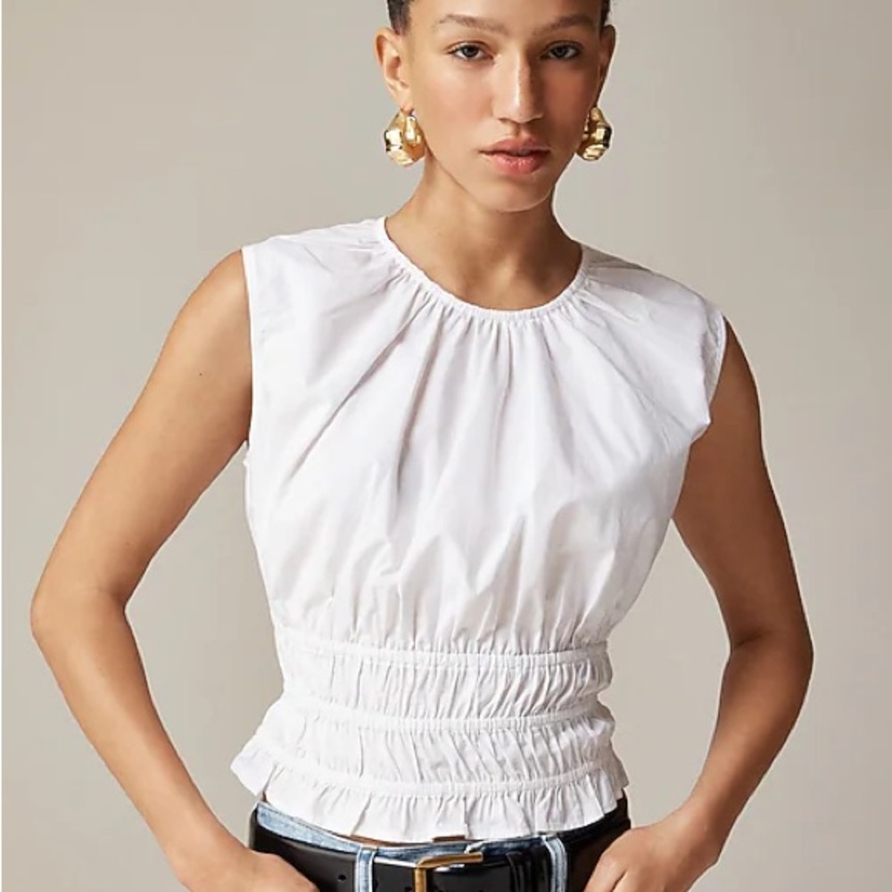 J. Crew White Sleeveless Blouse